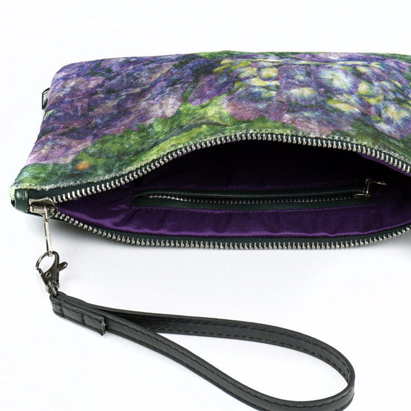 Wild by Water Luxe Velvet Pouch - Purple Hydrangea - inside